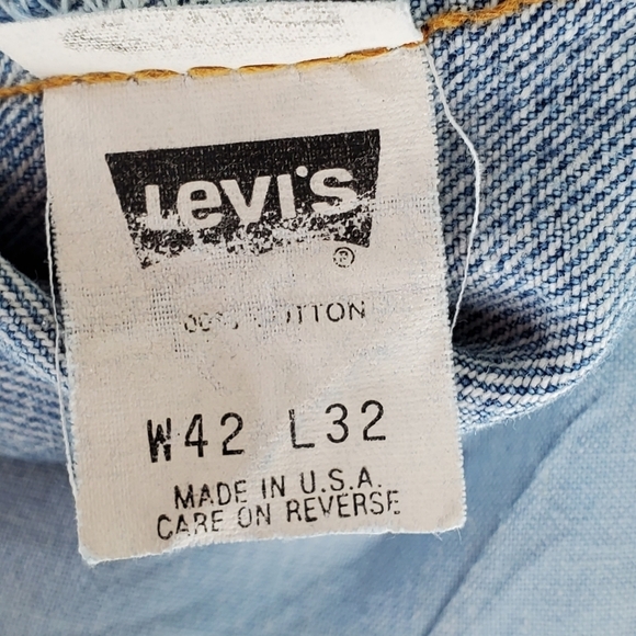 Vtg Levis 501 Blue Jeans Mens 42x32 Hi Rise Wide Straight Leg USA 05/92 (39x31) - Picture 3 of 11